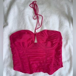 Pink mesh corset top